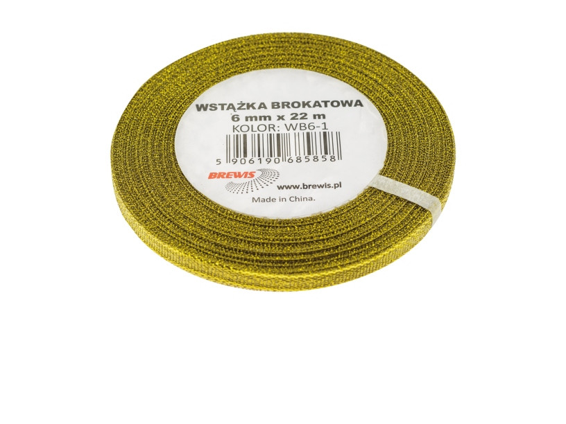 Wstążka brokatowa złota 6mmx22m WB6-1 Brewis